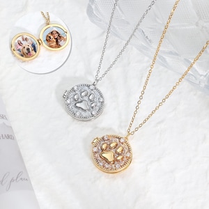 Personalized Pet Locket Necklace with Photo, Pet Keepsake Necklace, Pet Memorial Locket, Dog & Cat Memorial Jewelry, Gift for Pet Lovers