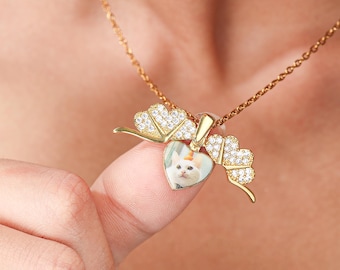 Photo Four Leaf Clover Necklace, Good Luck Jewelry, Lovely Necklace, Birthday Gift, Gift for Mom