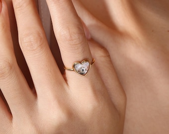 Custom Photo Heart Ring, Handmade Ring, Custom Dog and Cat Ring, Statement Ring, Memorial Jewelry Gift for Her, Ring for Pet Mom