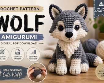 Realistic Wolf Amigurumi Crochet Pattern PDF | Woodland Animal Plush Toy Tutorial (Digital Download)