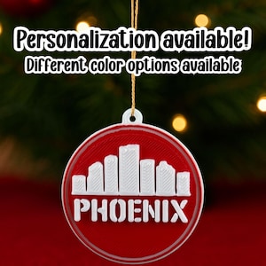 Personalized Phoenix AZ Skyline Ornaments, Phoenix Ornament, Cityscape Ornament, Phoenix Skyline Ornament, Cityscape Christmas Ornament