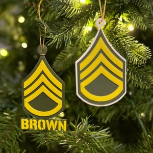 Personalized Army Staff Sergeant Ornaments, SSG Ornament, Staff Sergeant Ornaments, Army Ornaments, SSG Ornaments, SSG Rank Ornament