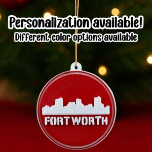 Personalized Fort Worth Skyline Ornaments, Fort Worth Ornament, Cityscape Ornament, Fort Worth Texas Ornament, Fort Worth TX Souvenir