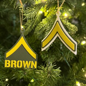 Personalized Private Ornament, PV2 Rank Ornaments, Army Christmas Rank Gift