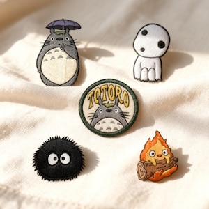 Totoro Embroidered Patch Set, Studio Ghibli Patch, Anime Iron On Sew On Patches, Cute Soot Sprite Kodama Badge Set