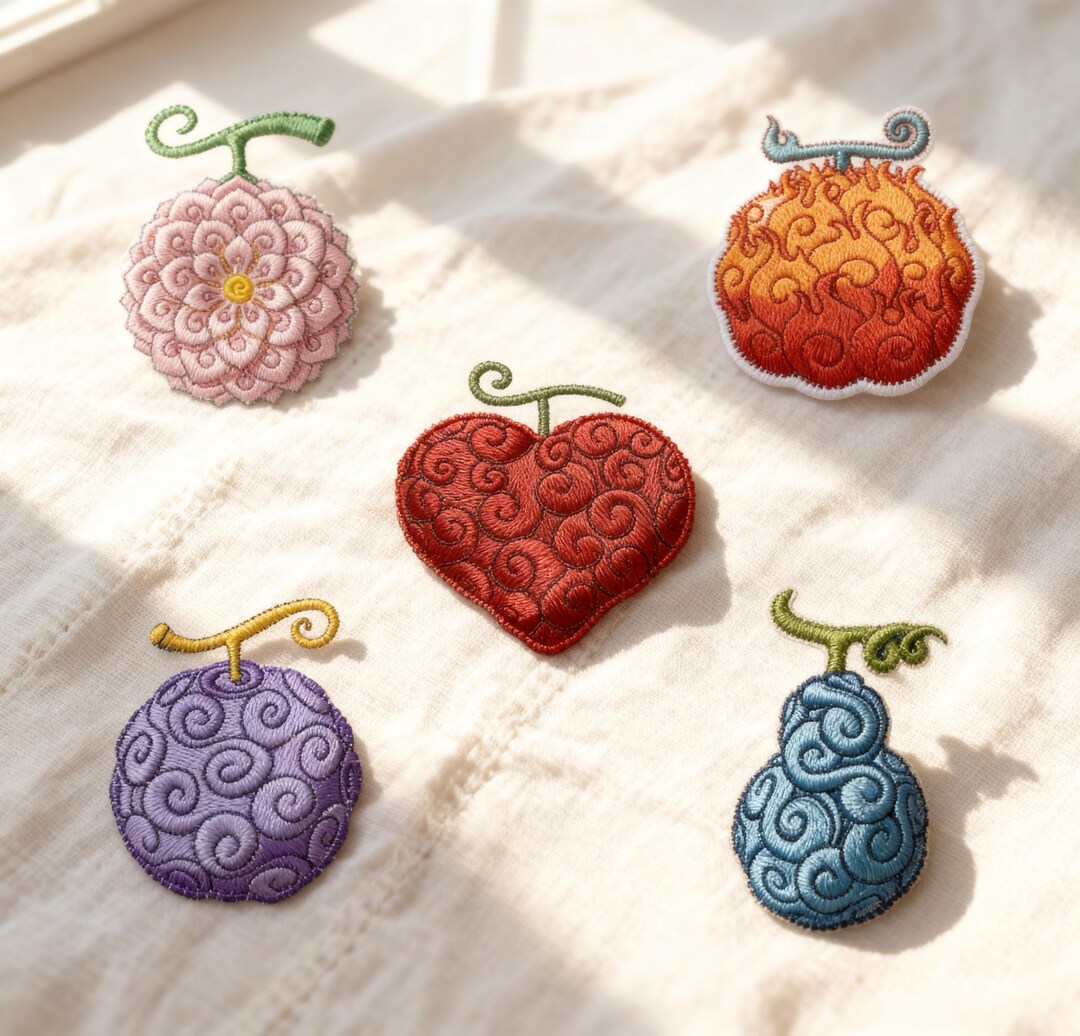 Devil Fruit Embroidered Patch Set of 5, Anime Fruit Iron on Sew on ...