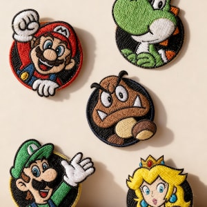 Geborduurde Super Mario-patchset, Mario Luigi Yoshi Goomba Princess Peach opstrijkbare naai-patches, Nintendo Game Jacket-rugzakbadge