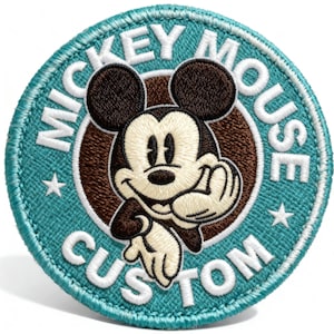 Custom Name Mickey Mouse Patch - Personalized Name Embroidered Patch - Iron On or Sew or Hook & Loop - Disney Inspired Custom Gift