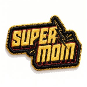 Patch bordado "Super Mãe", Patch divertido para passar a ferro, costurar ou fixar com velcro, Presente para a mãe, ideal para jaqueta, mochila ou boné.