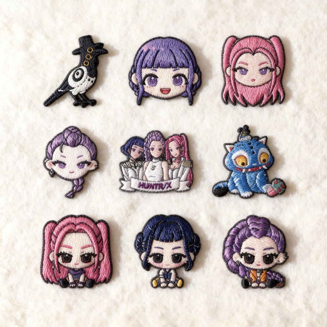Huntrix Patch Kpop Demon Hunters Embroidered Patch Set Huntrix Chibi Kpop Idol Demon ...