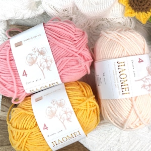 Premium 4-Ply Milk Cotton Yarn Vibrant 4-Ply Milk Cotton Yarn 63 Colors Suitable for Crochet, Knitting, Amigurumi