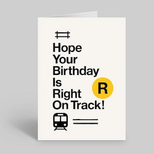 Design de cartão de aniversário do metrô de Nova York, design de mapa Vignelli, modelo de convite minimalista para festa de trem