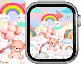 Pastel Rainbow Bear Apple Watch Face Wallpaper (Digital Download)