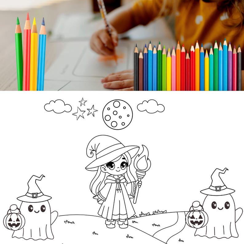 Whimsical Halloween Coloring Set – 10 Printable Pages (portrait ...