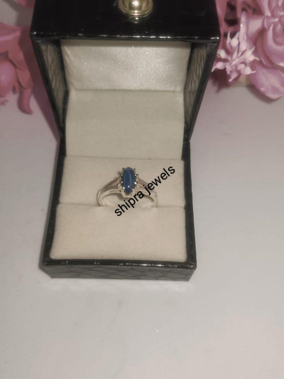 ブルースターサファイアリング、ハンドメイドシルバーリング、925