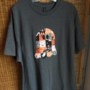 Halloween Ghost Applique Shirt, Handmade Vintage Style Patchwork Tee