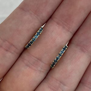 0.61tcw 14K Natural Round Cut Sapphire Huggie Earrings, Sapphire Huggies 14K, 585 Gold Sapphire September Birthstone