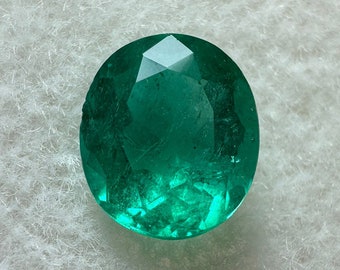 1.0 Carat 7x6 Bluish Green Natural Loose Colombian Emerald-Oval Cut, Green Oval Emerald, Oval Emerald Gem,Emerald May Birthstone