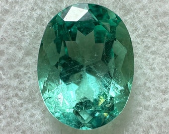 2.81 Carat VVS Seafoam Green Loose Colombian Emerald-Oval Cut, Green Oval Emerald, Oval Emerald Gem, Emerald May Birthstone