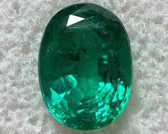 3.35 Carat 11x8 Vivid Green Loose Zambia Emerald-Oval Cut, Green Oval Emerald, Oval Emerald Gem, Emerald May Birthstone