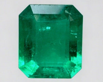 2.01 Carat 9x7.5 Deep Green Natural Loose Colombian Emerald-Emerald Cut,Muzo Green Emerald,Genuine Emerald Gem, Emerald May Birthstone