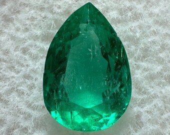 1.80 carat Chunky Bluish Green Natural Loose Colombian Emerald-Pear Cut, Teardrop Loose Emerald,Genuine Pear Shaped Emerald May Birthstone