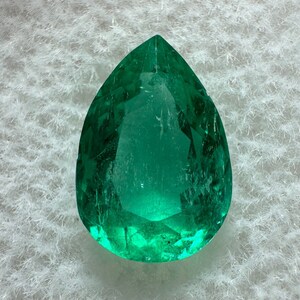 1.80 carat Chunky Bluish Green Natural Loose Colombian Emerald-Pear Cut, Teardrop Loose Emerald,Genuine Pear Shaped Emerald May Birthstone image 1