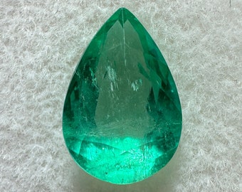 2.68 carat 11x8 Spring Natural Loose Colombian Emerald-Pear Cut, Teardrop Loose Emerald, Genuine Pear Shaped Emerald,Pear May Birthstone