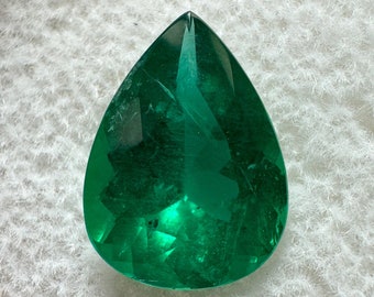 2.46 carat AAA+ Intense Green Natural Loose Brazilian Emerald-Pear Cut, Teardrop Loose Emerald,Genuine Pear Shaped Emerald May Birthstone