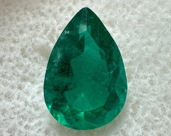 2.03 carat 11x7.5 Deep Green Natural Loose Colombian Emerald-Pear Cut,Teardrop Loose Emerald,Genuine Pear Shaped Emerald,Pear May Birthstone