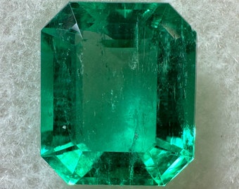 3.61 Carat 10x9 Vivacious Green Natural Loose Colombian Emerald-Emerald Cut, Medium Green Emerald, Genuine Emerald Gem May Birthstone