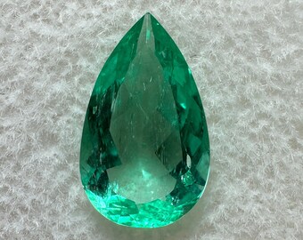 2.60 carat 13x8 Spready Green Natural Loose Colombian Emerald-Pear Cut,Teardrop Loose Emerald,Genuine Pear Shaped Emerald,Pear May Birthston