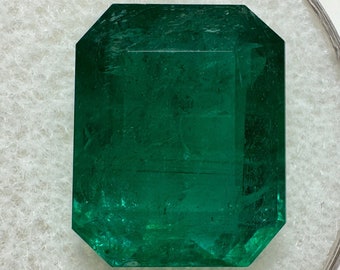 8.60 Carat 13.5x11 Deep Green Emerald Cut Loose Zambian Emerald-Emerald Cut, Green Emerald, Genuine Emerald, May Birthstone