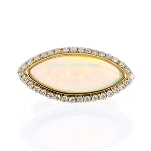 Opal Diamond Engagement Ring, Opal Engagment Ring, Crystal Opal Ring, Opal East To West Diamond Ring, Opal Ring, Opal Solitaire Ring 18K