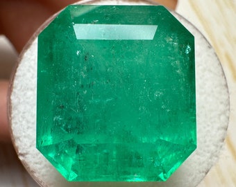 23.85 Carat HUGE 17x15.6 Classic Natural Loose Colombian Emerald- Emerald Cut, Muzo Green Genuine Emerald May