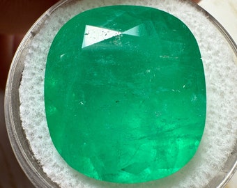 19.63 Carat 18.6x17 Chunky Green Natural Loose Colombian Emerald-Cushion Cut, Cushion Emerald, Genuine Emerald Gem,Emerald May Birthstone