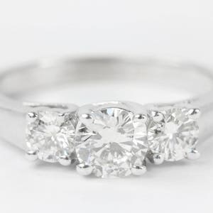 1.11cts 14K Three Stone Diamond Engagement Ring, Diamond Engagement Ring, Round Diamond Engagement Ring, Diamond Ring,Diamond, Engagement