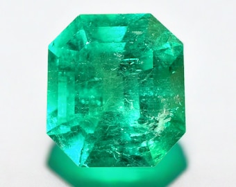 10.81 Carat 14x13 GIA Minor Oil Vivid Muzo Natural Loose Colombian Emerald-Asscher Cut, Muzo Green Emerald,mGenuine May Birthstone Emerald