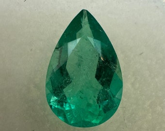 1.60 carat 10.6x6.8 Spring Green Natural Loose Colombian Emerald-Pear Cut,Teardrop Loose Emerald,Genuine Pear Shaped Emerald, May Birthstone