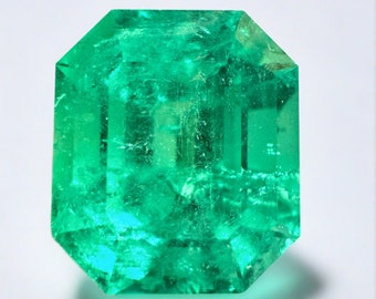 13.22 Quilates 15x13 GIA Certificado Muzo Verde Amarillento Natural Suelto Corte Esmeralda-Esmeralda Colombiana, Esmeralda Verde, Esmeralda Genuina Mayo Birthsto