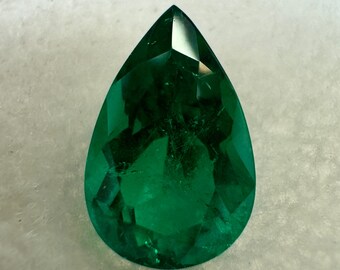 1.77 carat 11x7 AAA+ Intense Muzo Green Natural Loose Colombian Emerald-Pear Cut,Teardrop Loose Genuine Pear Shaped Emerald, May Birthstone