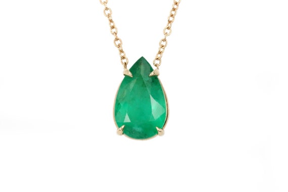 Pendentif En Or 18 Carats Avec émeraude De Colombie Taille Poire - Neuf Sous écrin - Unisexe