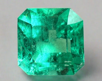 6.69 Carat 11.5x11.5 Vivid Muzo Green Natural Loose Colombian Emerald-Asscher Cut, Genuine Green Emerald, Emerald May Birthstone