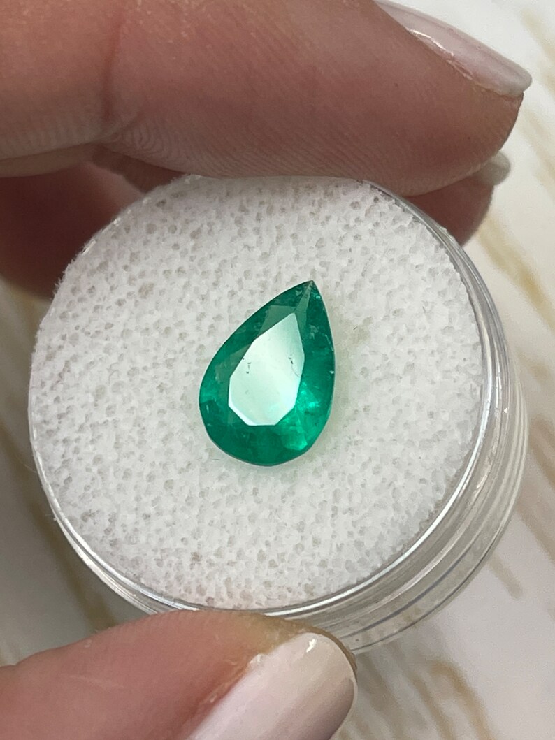 Nature's Green Pear: 1.87 Carat Rich Green Emerald