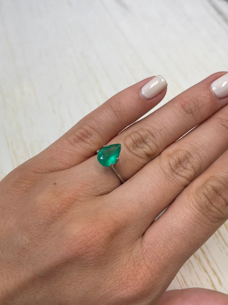 Captivating Pear Brilliance: 1.87 Carat Colombian Emerald Teardrop