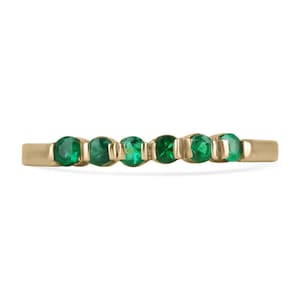 0.45tcw 18K Colombian Emerald Wedding Band Ring, Rich Green Emerald Stacking Ring, Emerald Engagement Band Ring 750 Gold