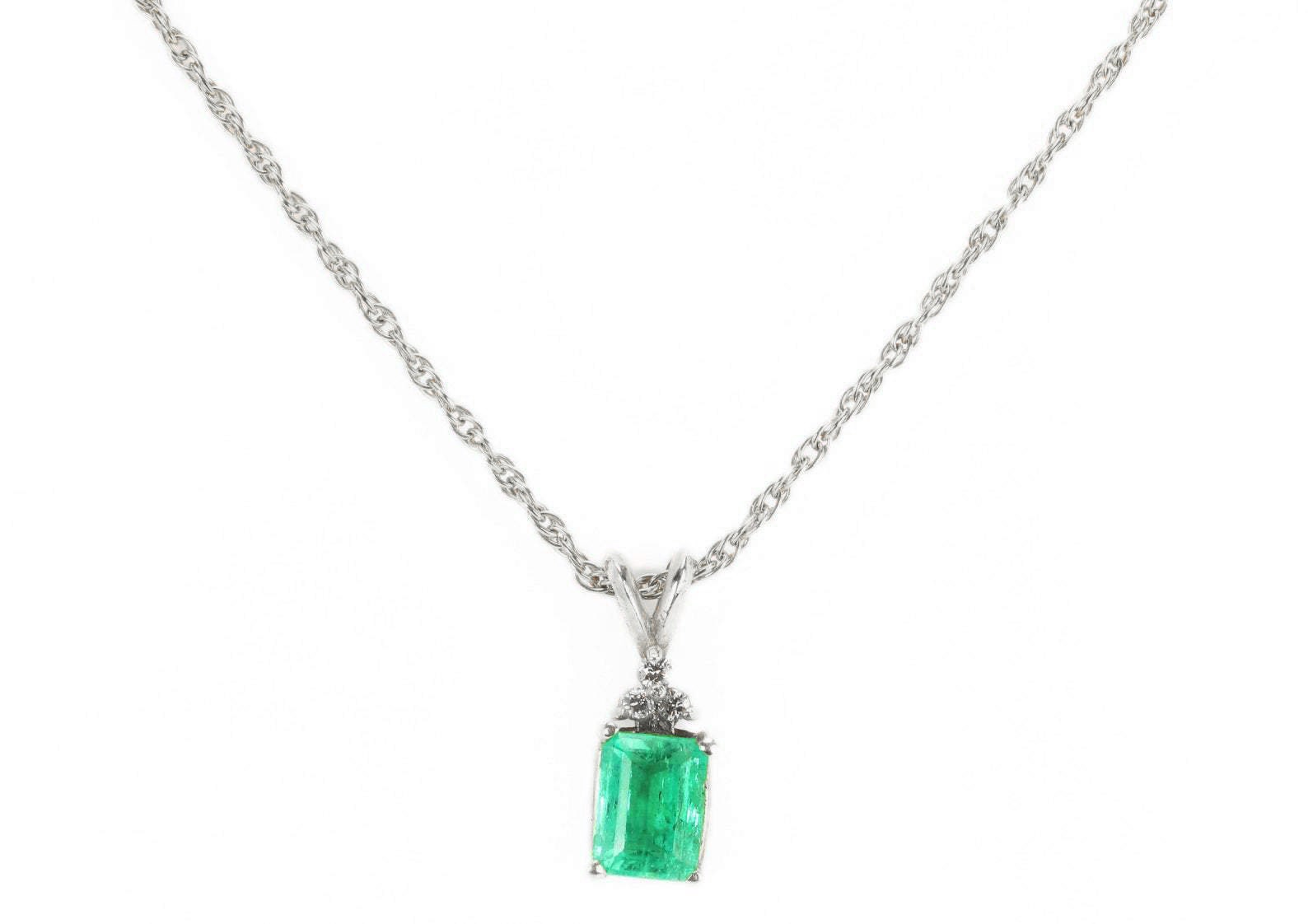 1.20tcw Colombian Emerald & Diamond Pendant Tiny | Etsy