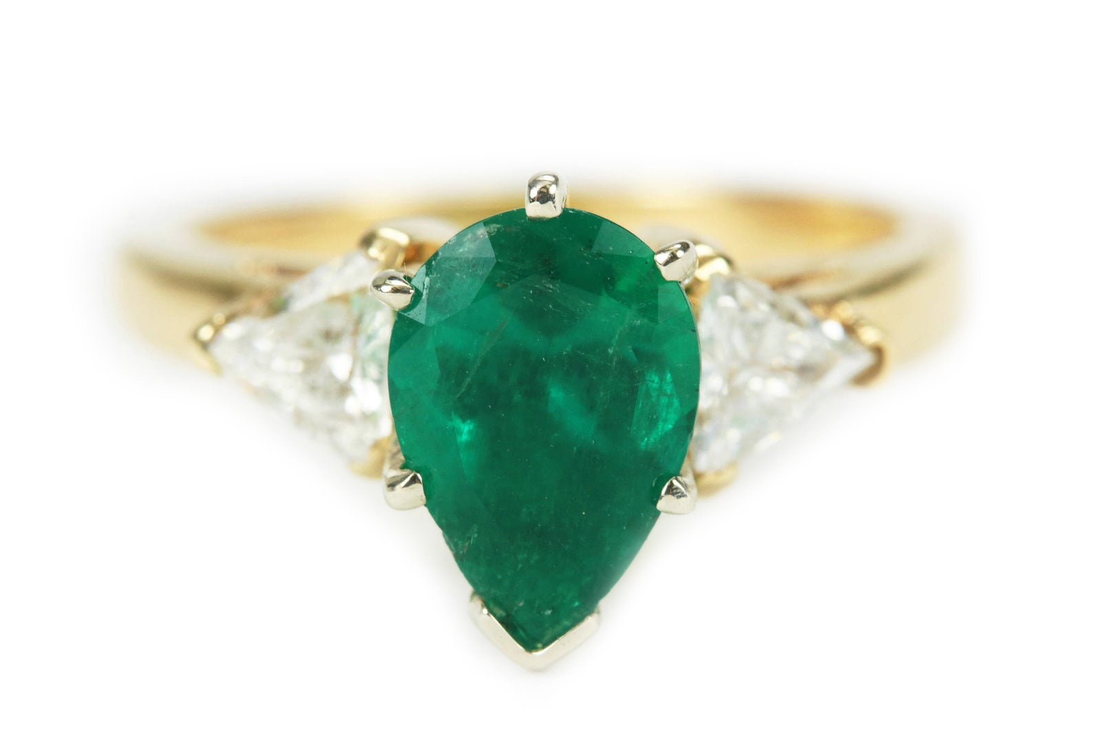 2.47tcw Colombian Emerald & Trillion Cut Diamond Ring 14k - Etsy