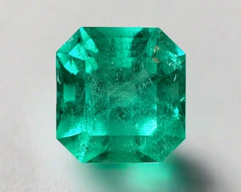 4.83 Carat 10x10 Bluish Loose Colombian Emerald-Asscher Cut, Muzo Green Emerald, Genuine Emerald, May Birthstone