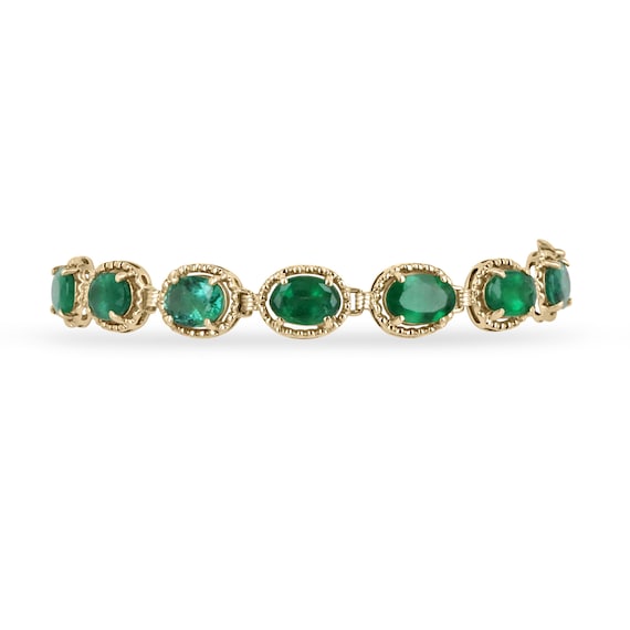 AAA 11.06tcw 18K Natural Emerald oval Cut Bracelet Oval Cut